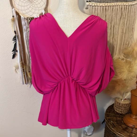 Magenta Ruched Top by Express/ Size Large - Picture 6 of 8